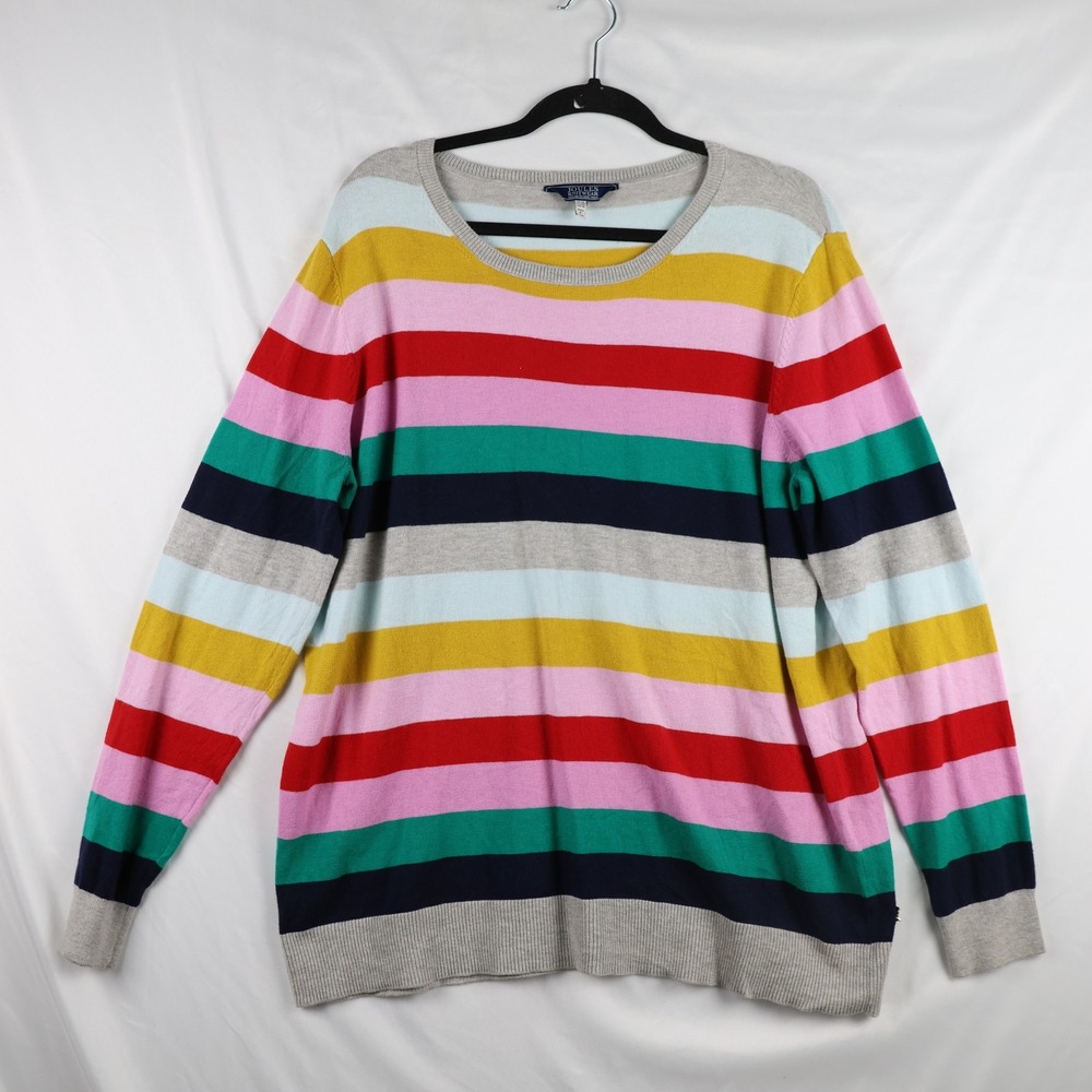 Joules Sweater Womens 2XL 20 Rainbow Stripe Knit Pullover Jumper Multicolor Soft